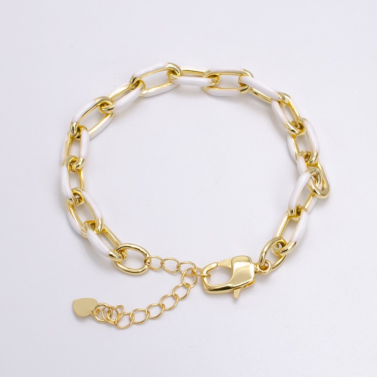 Enamel PaperClip Bracelet 6inch Colorful Bracelet in Gold | WA-2276 - WA2283