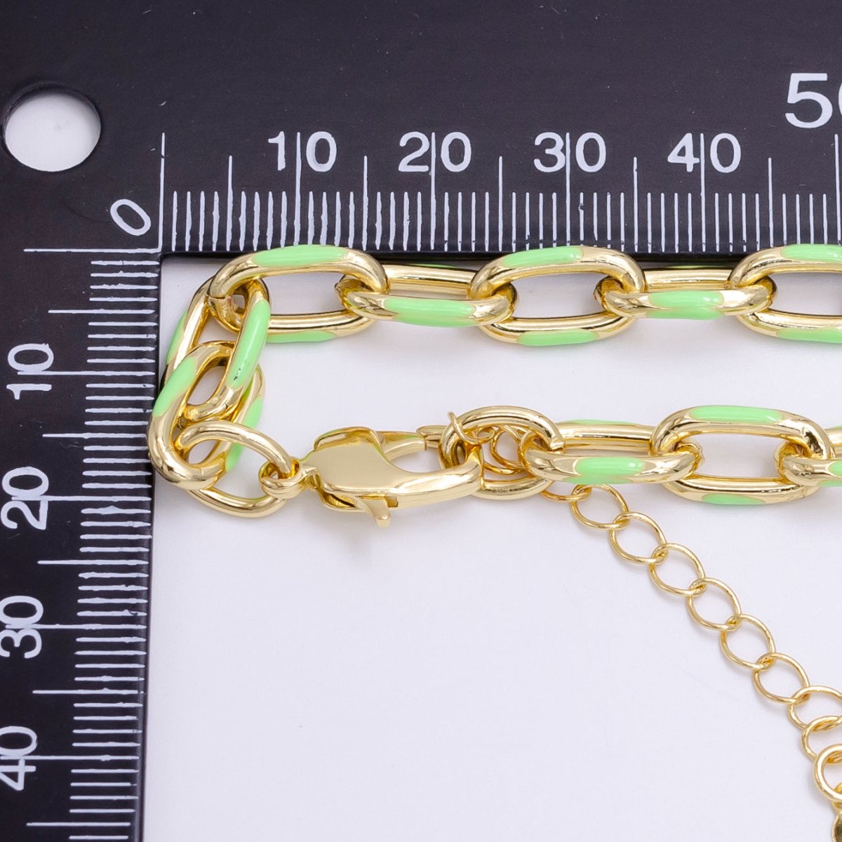 Enamel PaperClip Bracelet 6inch Colorful Bracelet in Gold | WA-2276 - WA2283