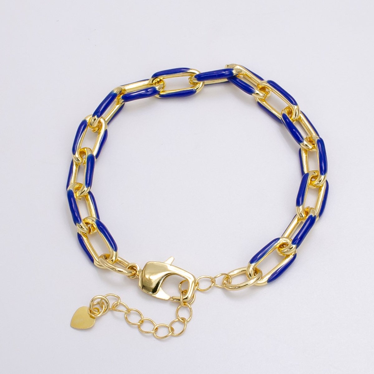 Enamel PaperClip Bracelet 6inch Colorful Bracelet in Gold | WA-2276 - WA2283