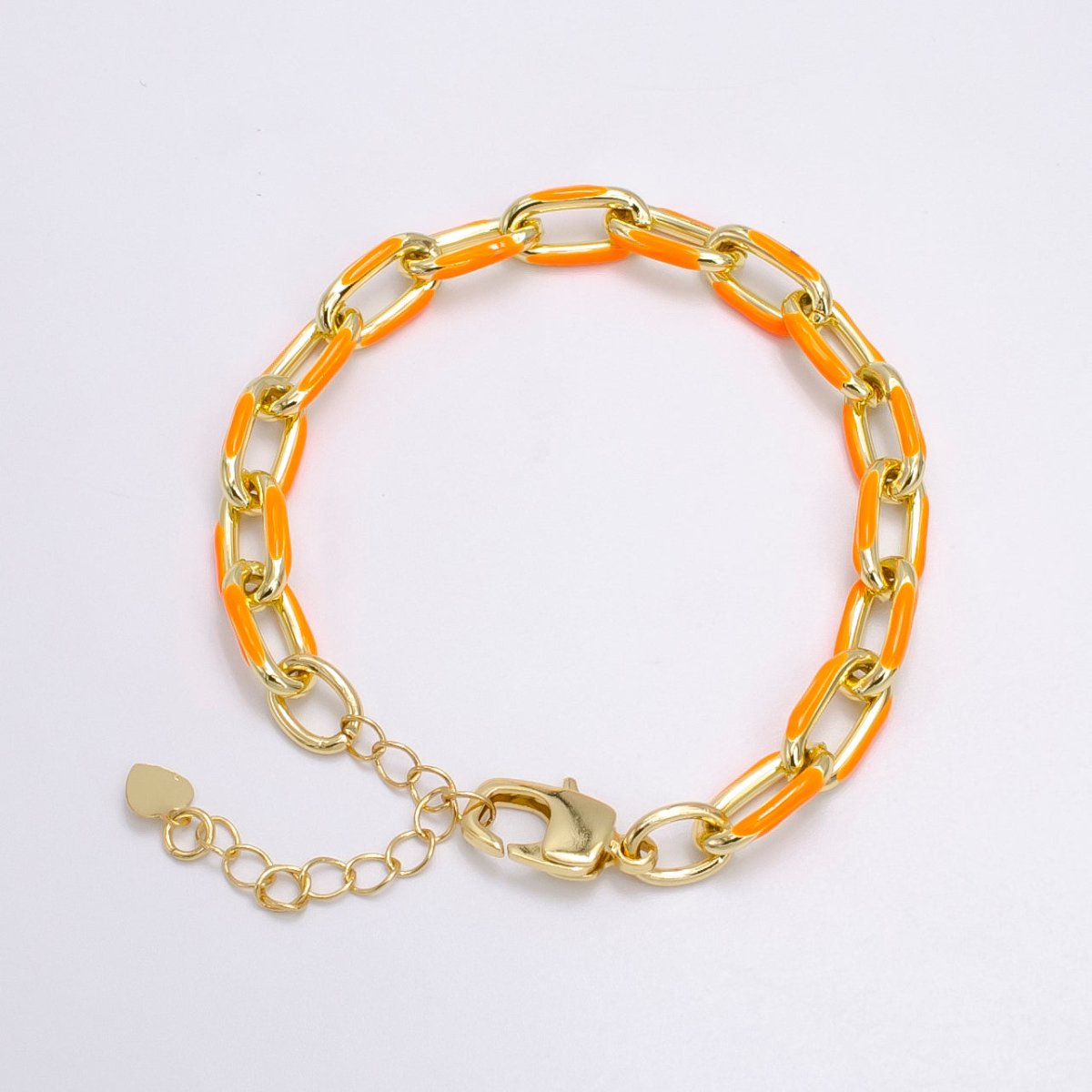 Enamel PaperClip Bracelet 6inch Colorful Bracelet in Gold | WA-2276 - WA2283