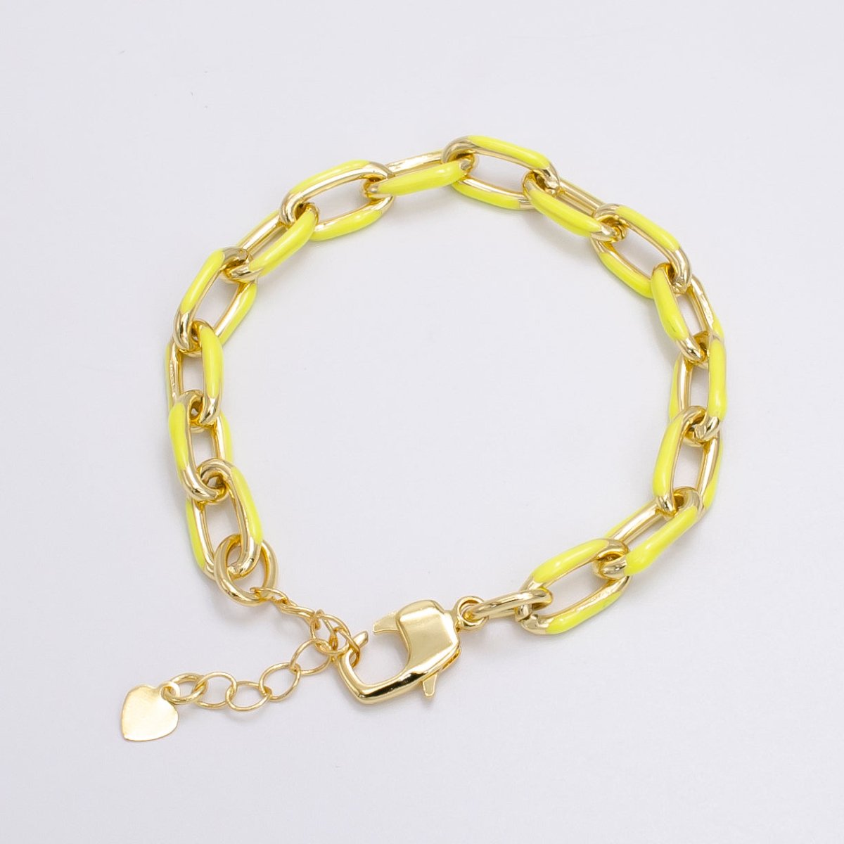 Enamel PaperClip Bracelet 6inch Colorful Bracelet in Gold | WA-2276 - WA2283