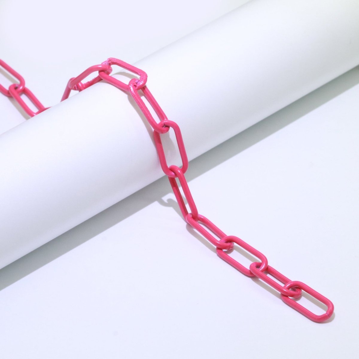 Enamel PAPERCLIP Link Elongated Chain by Yard, Colorful Chain In  Green, Hot Pink, Dark Green, Lavender, Black For Jewelry Making | ROLL-527 to ROLL-539 Clearance Pricing