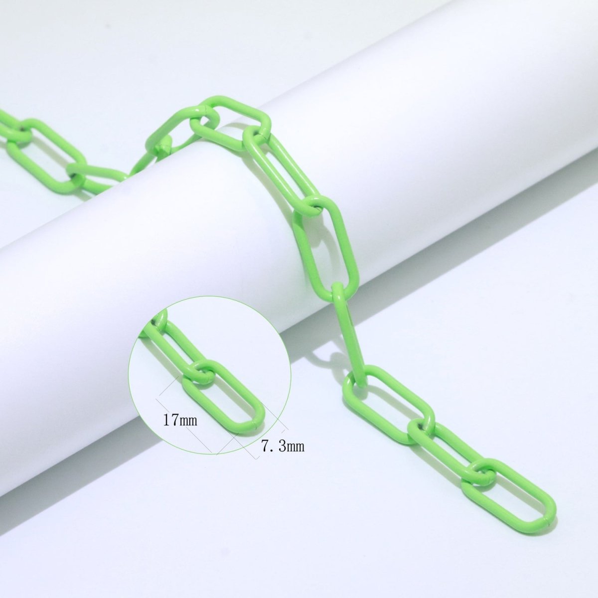 Enamel PAPERCLIP Link Elongated Chain by Yard, Colorful Chain In  Green, Hot Pink, Dark Green, Lavender, Black For Jewelry Making | ROLL-527 to ROLL-539 Clearance Pricing