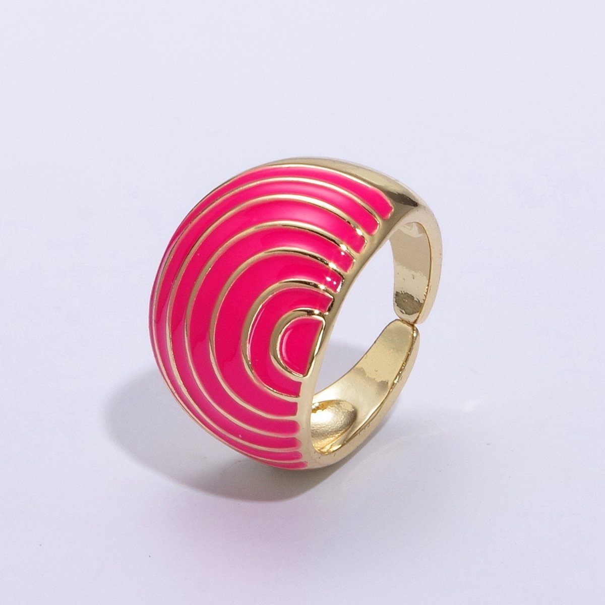 Enamel Rainbow Dome Ring for Women in Gold Chunky Bold Enamel Ring Signet Statement Ring y2k Jewelry U-083~U-093