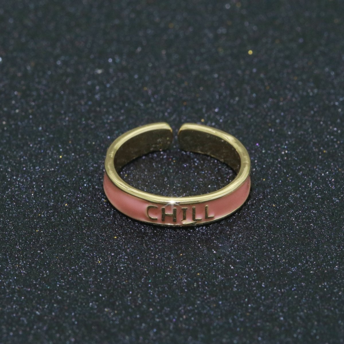 Enamel Ring - Statement Ring - Encourage Word Ring - Happy Love Chill Ring Pink Stacking Ring Y2K Ring Open Adjustable Ring S-099 S-100 S-101