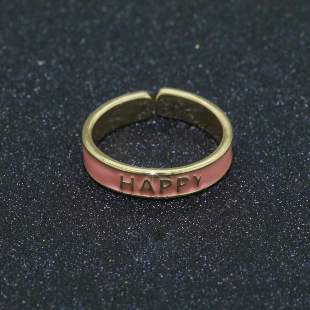 Enamel Ring - Statement Ring - Encourage Word Ring - Happy Love Chill Ring Pink Stacking Ring Y2K Ring Open Adjustable Ring S-099 S-100 S-101