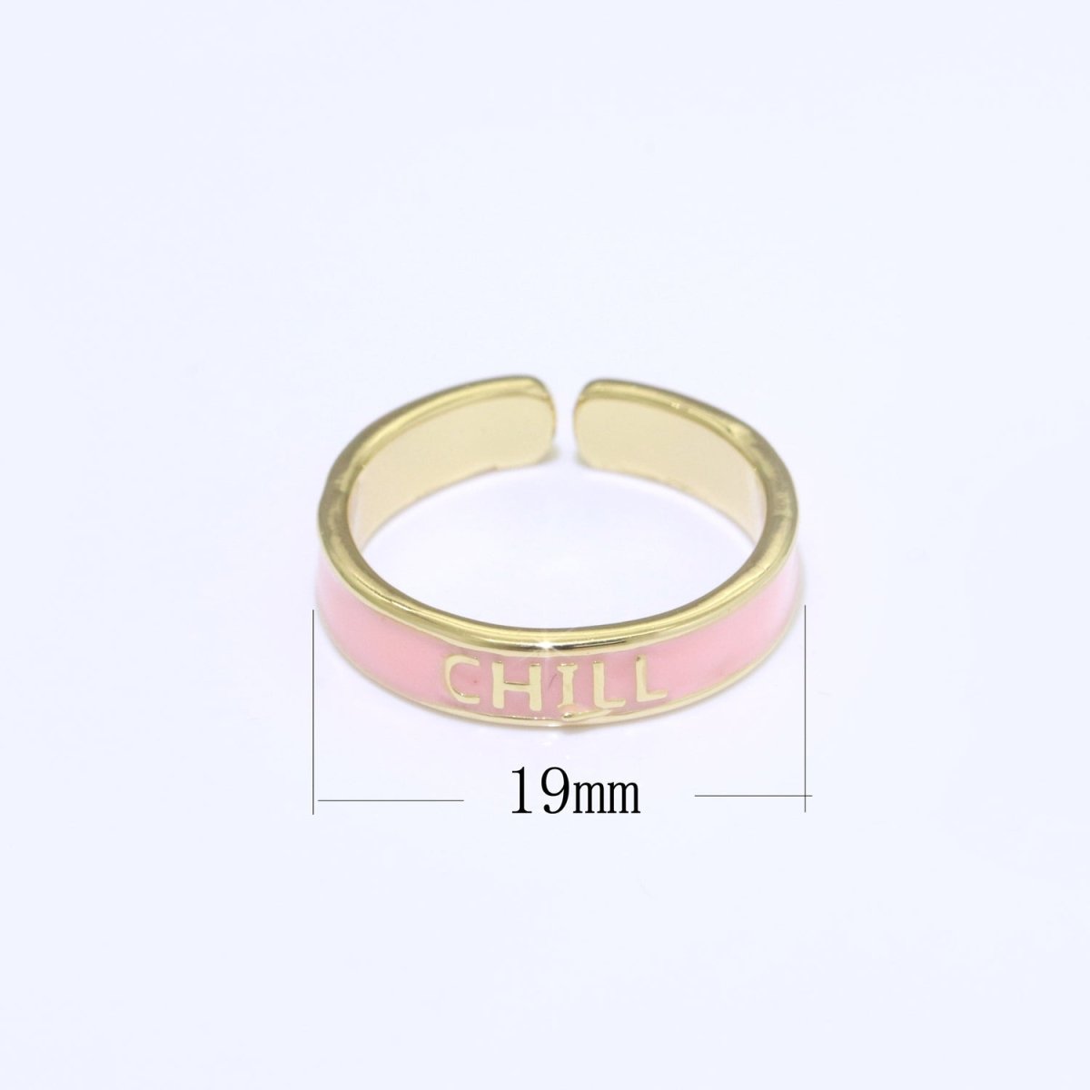 Enamel Ring - Statement Ring - Encourage Word Ring - Happy Love Chill Ring Pink Stacking Ring Y2K Ring Open Adjustable Ring S-099 S-100 S-101