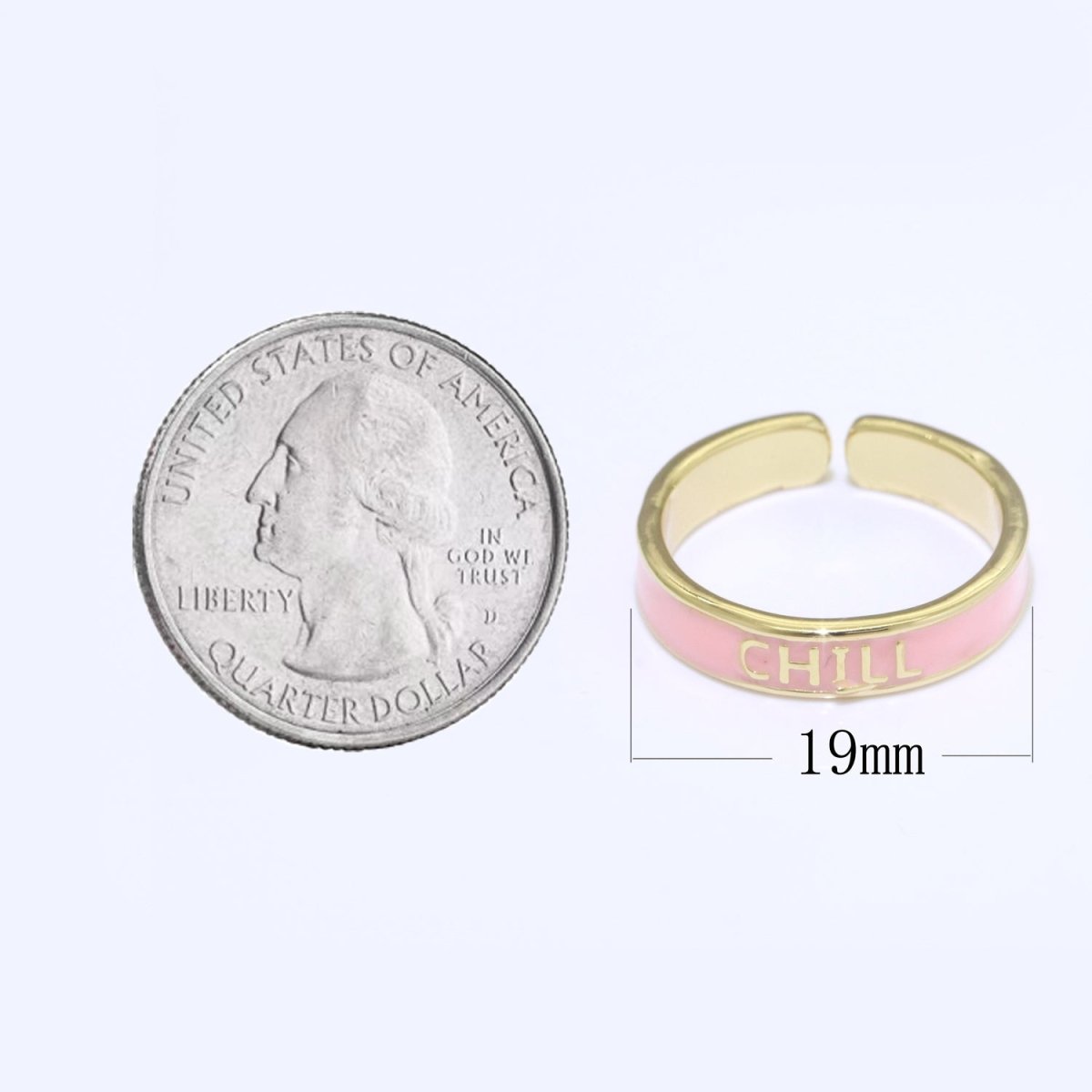 Enamel Ring - Statement Ring - Encourage Word Ring - Happy Love Chill Ring Pink Stacking Ring Y2K Ring Open Adjustable Ring S-099 S-100 S-101