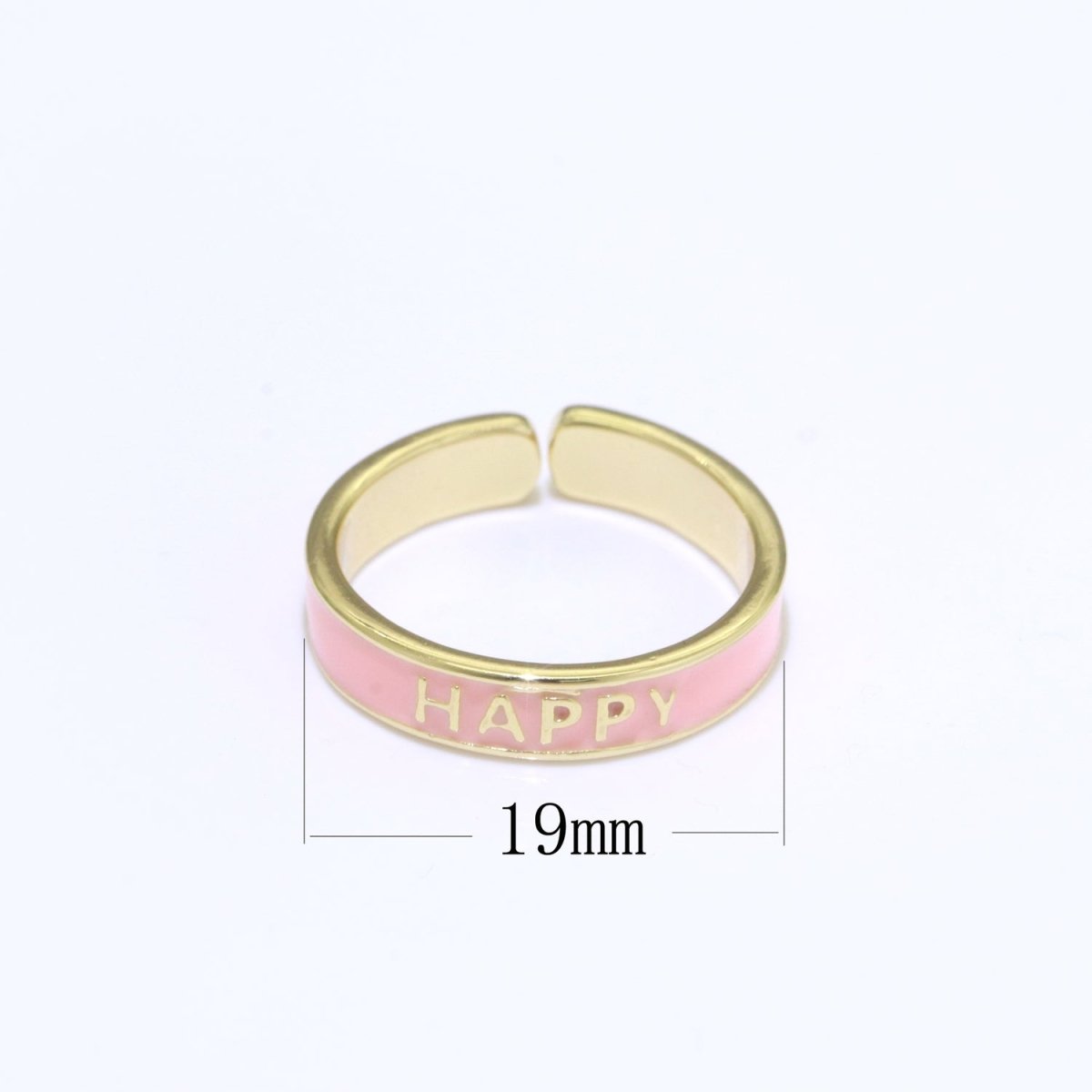 Enamel Ring - Statement Ring - Encourage Word Ring - Happy Love Chill Ring Pink Stacking Ring Y2K Ring Open Adjustable Ring S-099 S-100 S-101