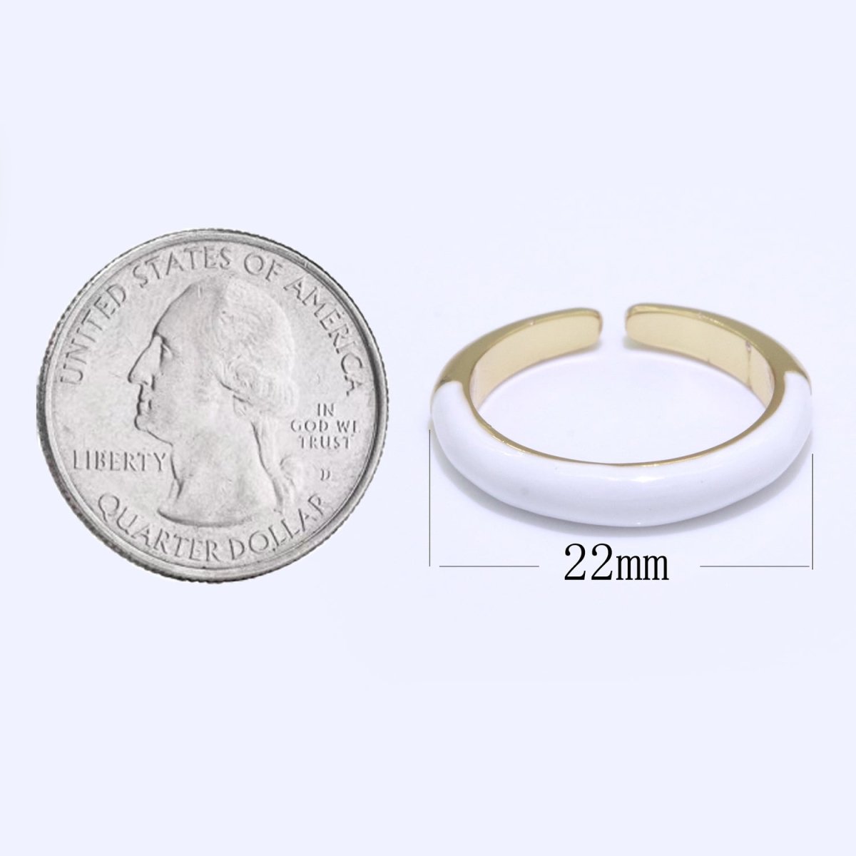 Enamel stacking ring Minimalist Jewelry Gold Filled Open Adjustable Ring for Women S-031 ~ S-039