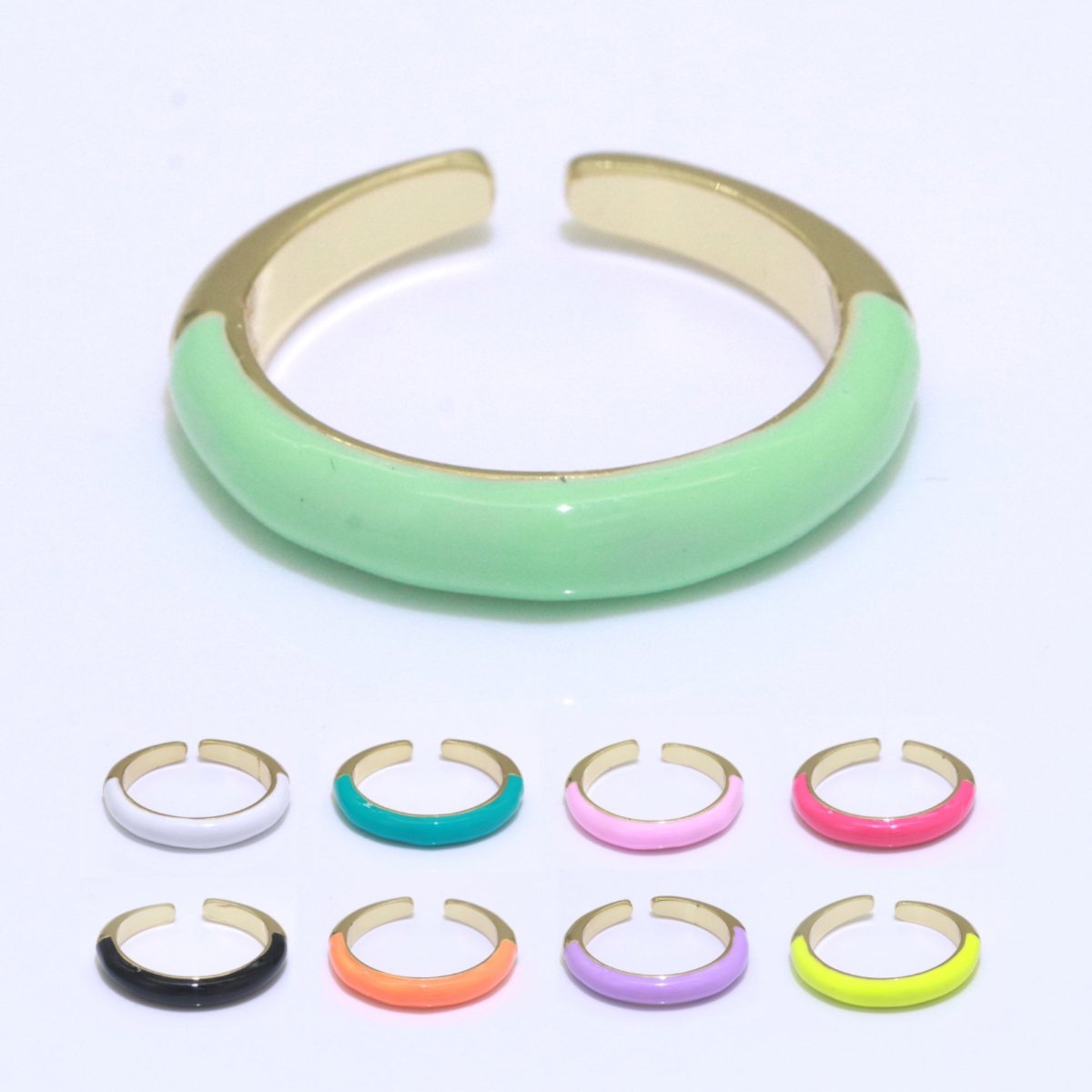 Enamel stacking ring Minimalist Jewelry Gold Filled Open Adjustable Ring for Women S-031 ~ S-039