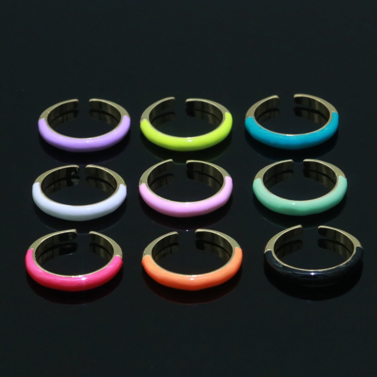 Enamel stacking ring Minimalist Jewelry Gold Filled Open Adjustable Ring for Women S-031 ~ S-039