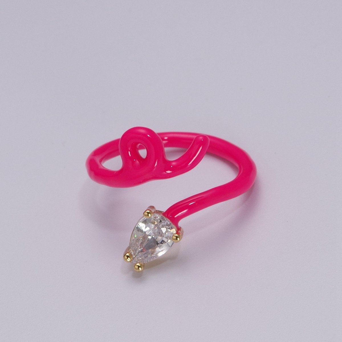 Enamel Twist Ring Y2K Jewelry Tear Drop Cz Stone Swirl Trend Ring for Christmas Gift U-039~U-052