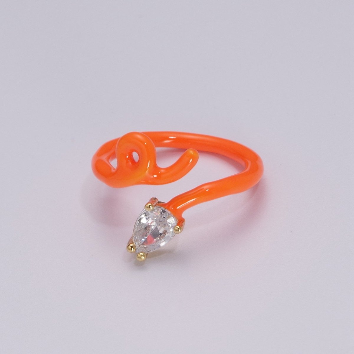 Enamel Twist Ring Y2K Jewelry Tear Drop Cz Stone Swirl Trend Ring for Christmas Gift U-039~U-052