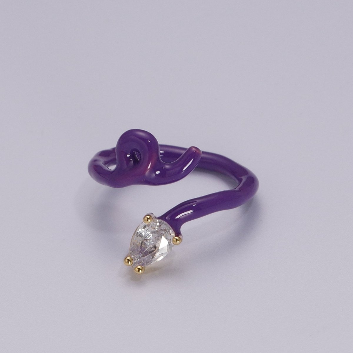 Enamel Twist Ring Y2K Jewelry Tear Drop Cz Stone Swirl Trend Ring for Christmas Gift U-039~U-052