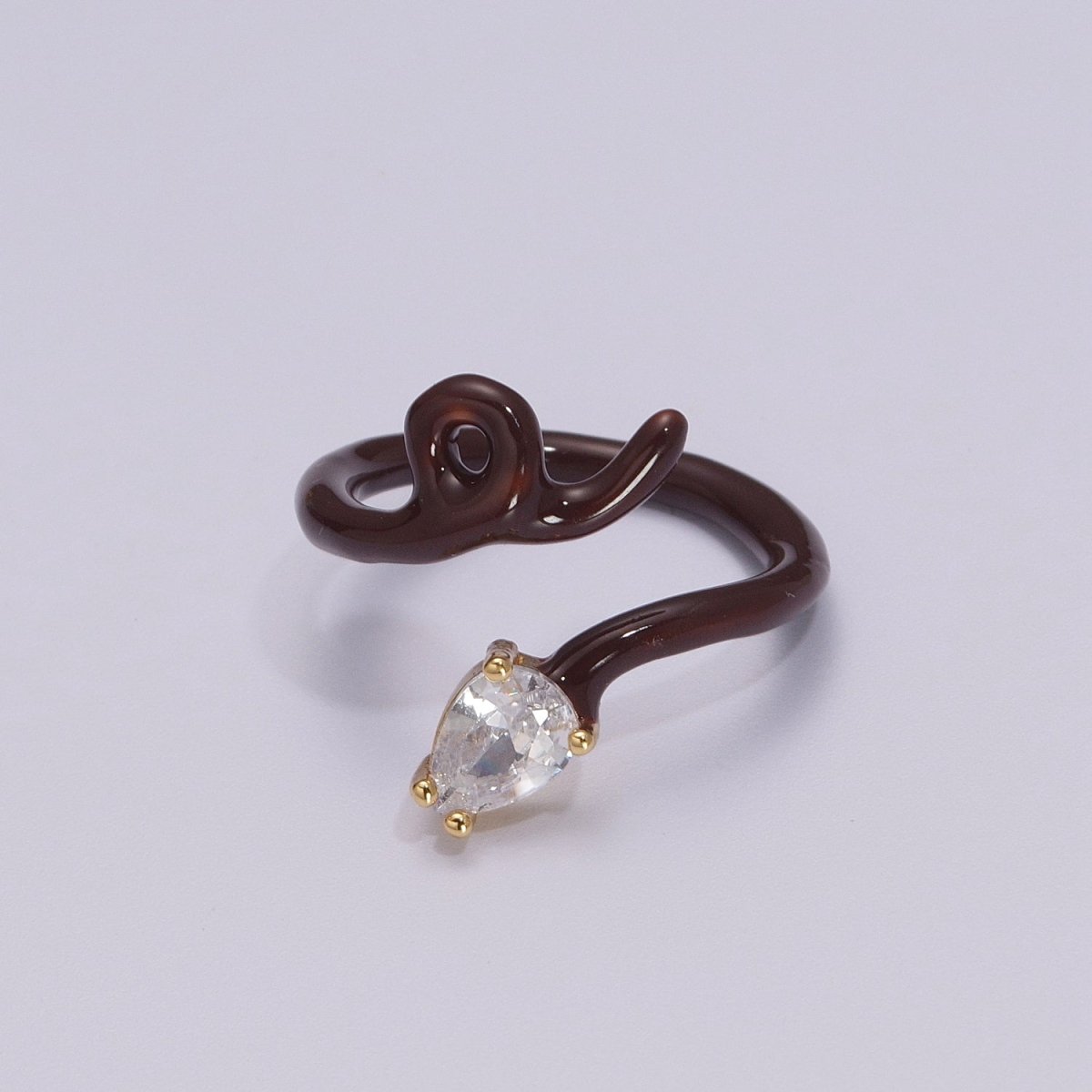 Enamel Twist Ring Y2K Jewelry Tear Drop Cz Stone Swirl Trend Ring for Christmas Gift U-039~U-052