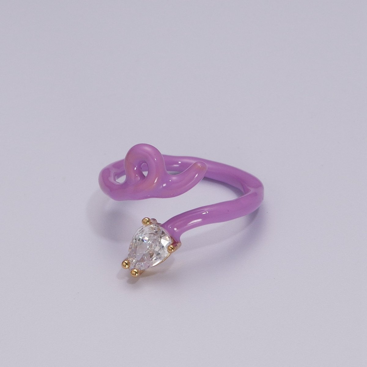 Enamel Twist Ring Y2K Jewelry Tear Drop Cz Stone Swirl Trend Ring for Christmas Gift U-039~U-052