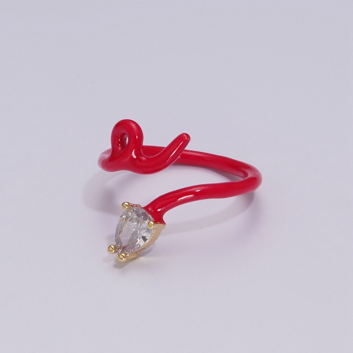 Enamel Twist Ring Y2K Jewelry Tear Drop Cz Stone Swirl Trend Ring for Christmas Gift U-039~U-052