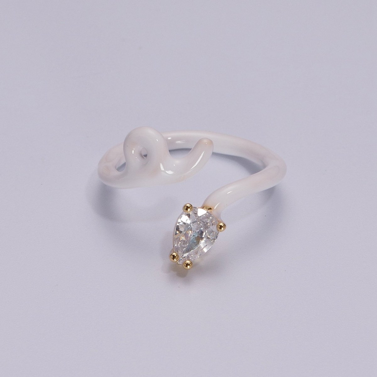Enamel Twist Ring Y2K Jewelry Tear Drop Cz Stone Swirl Trend Ring for Christmas Gift U-039~U-052