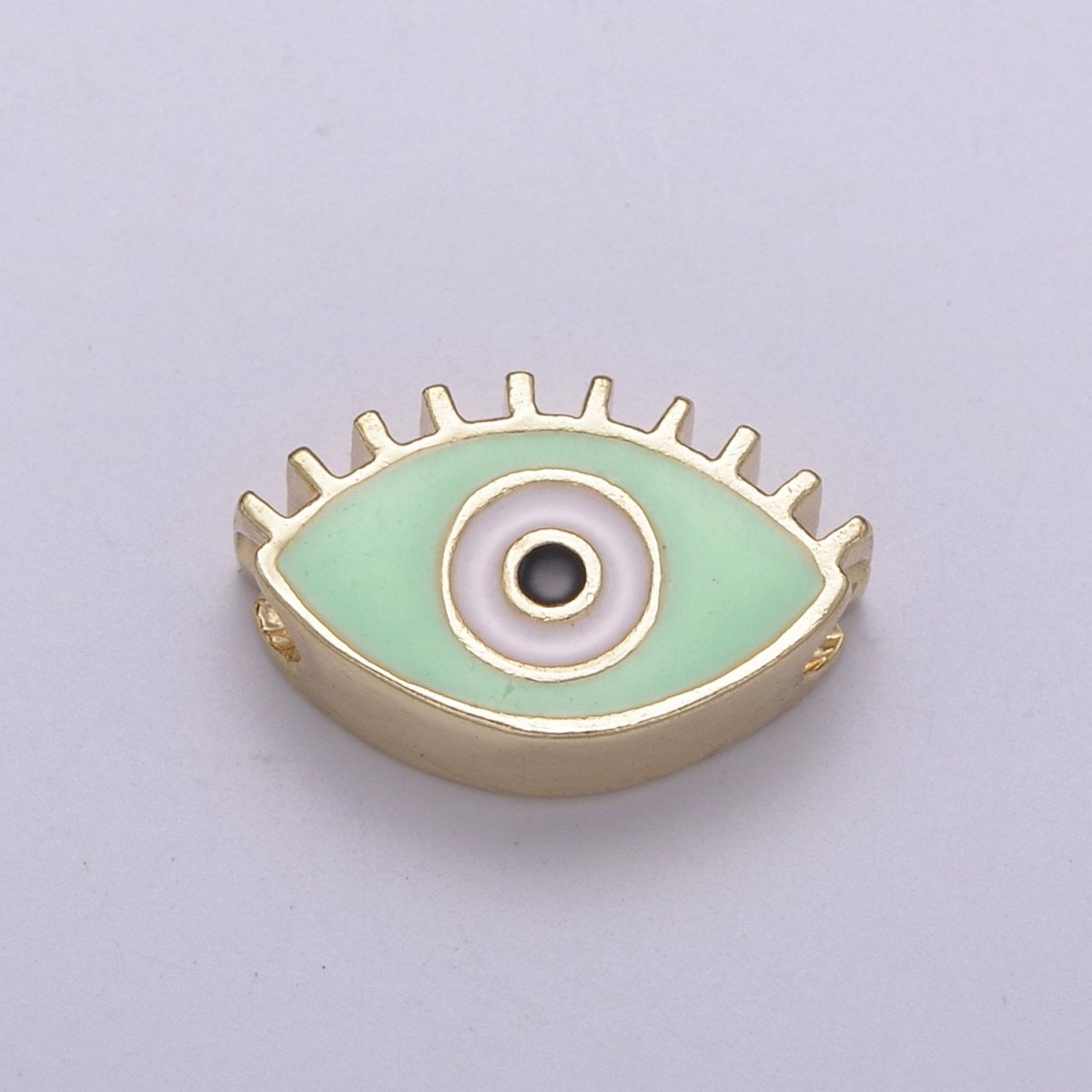 Evil Eye Bead, Enamel Eye 13.7x8.5mm Evil Eye Beads, Side Drilled Black, Blue, Pink, Green, White Enamel B-755 to-B-759