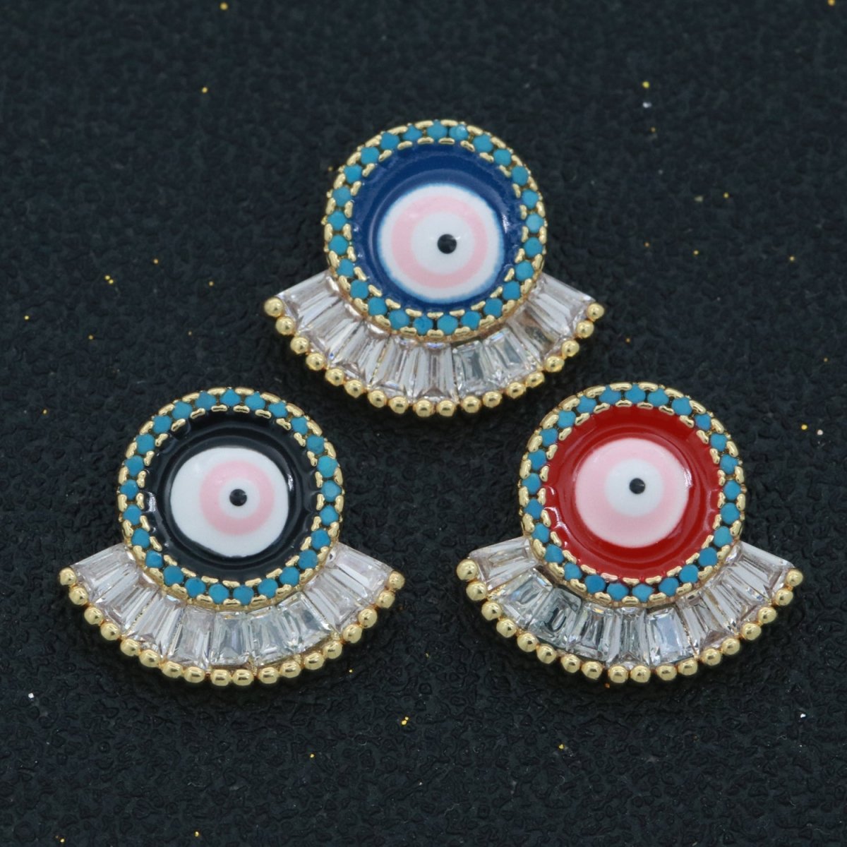 Evil Eye Charm CZ Gold Beads Evil eye Beads Spacer Micro Pave Beads Charm for Bracelet Necklace Supply Enamel Evil Eye Spacer N-1349 N-1350 N-1351