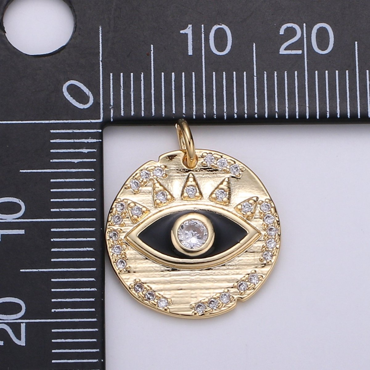 Evil eye Enamel Charm, Eye of protection coin pendant medallion, 18K Gold Filled Charm, Blue Cubic Eye Charm, good luck, talisman D-891 D-892