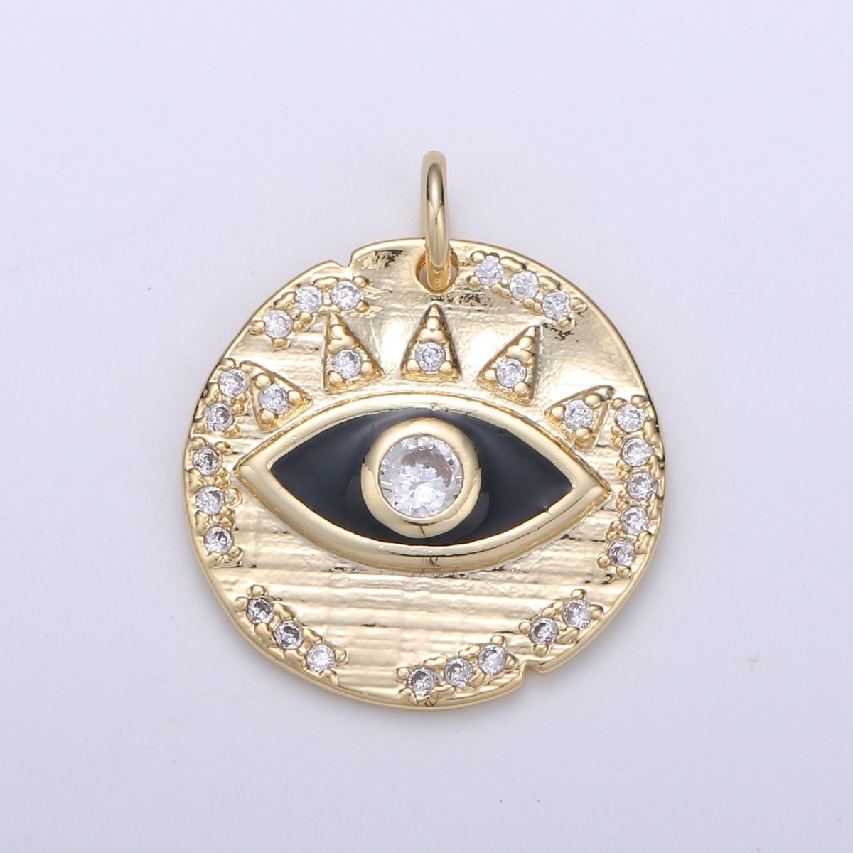 Evil eye Enamel Charm, Eye of protection coin pendant medallion, 18K Gold Filled Charm, Blue Cubic Eye Charm, good luck, talisman D-891 D-892