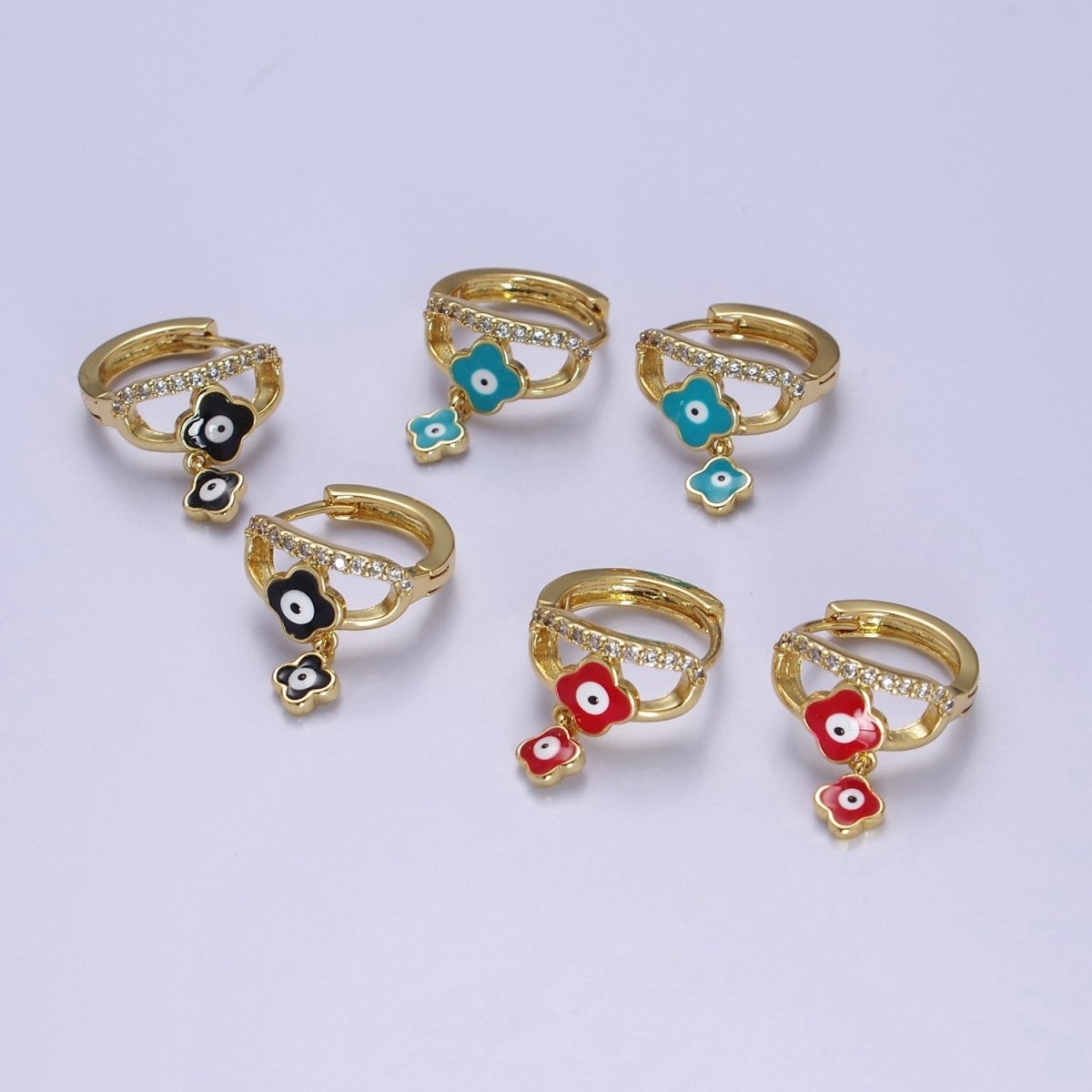 Evil Eye Gold Hoop Earrings for Women Dainty Gold Hoop Lightweight Earrings for Girls T-406 ~ T-408