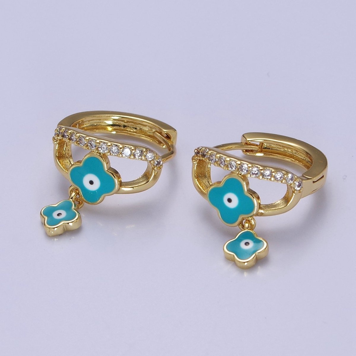 Evil Eye Gold Hoop Earrings for Women Dainty Gold Hoop Lightweight Earrings for Girls T-406 ~ T-408