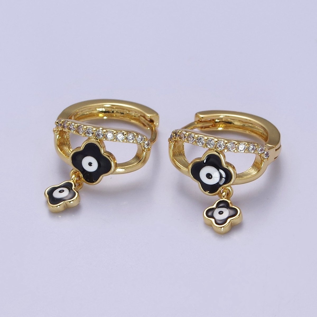 Evil Eye Gold Hoop Earrings for Women Dainty Gold Hoop Lightweight Earrings for Girls T-406 ~ T-408