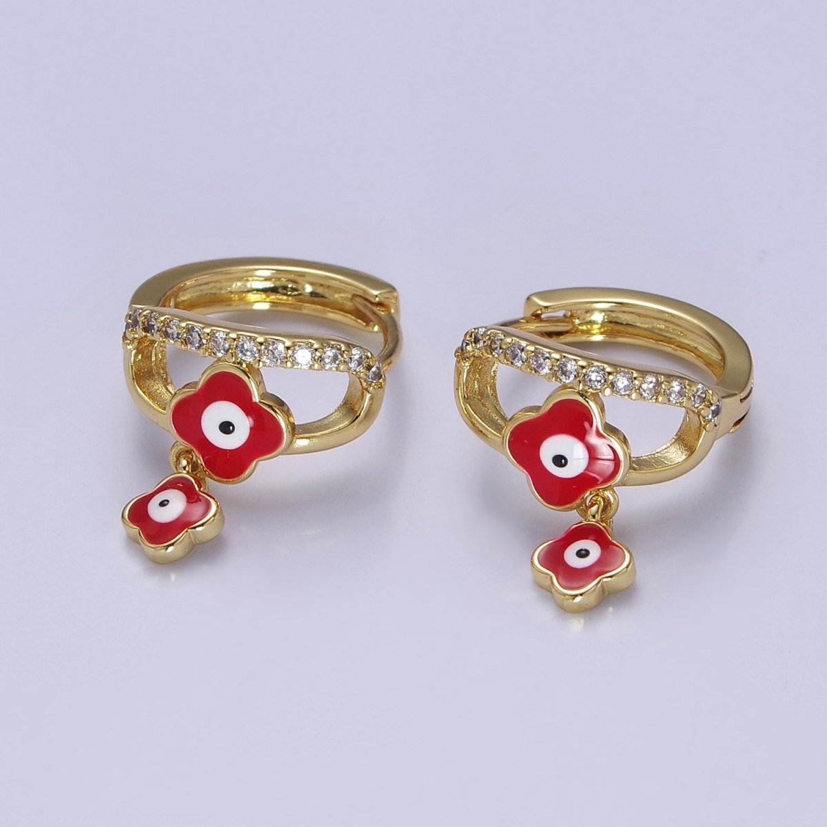 Evil Eye Gold Hoop Earrings for Women Dainty Gold Hoop Lightweight Earrings for Girls T-406 ~ T-408