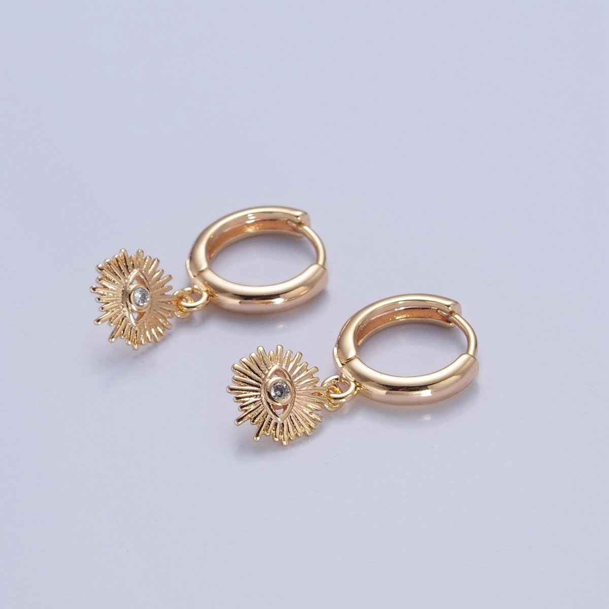 Evil Eye Huggie Earring, Guidance & Protection Gold Eye Earring Spiritual Jewelry, Boho Jewelry, Minimalist Earrings V-443 - DLUXCA