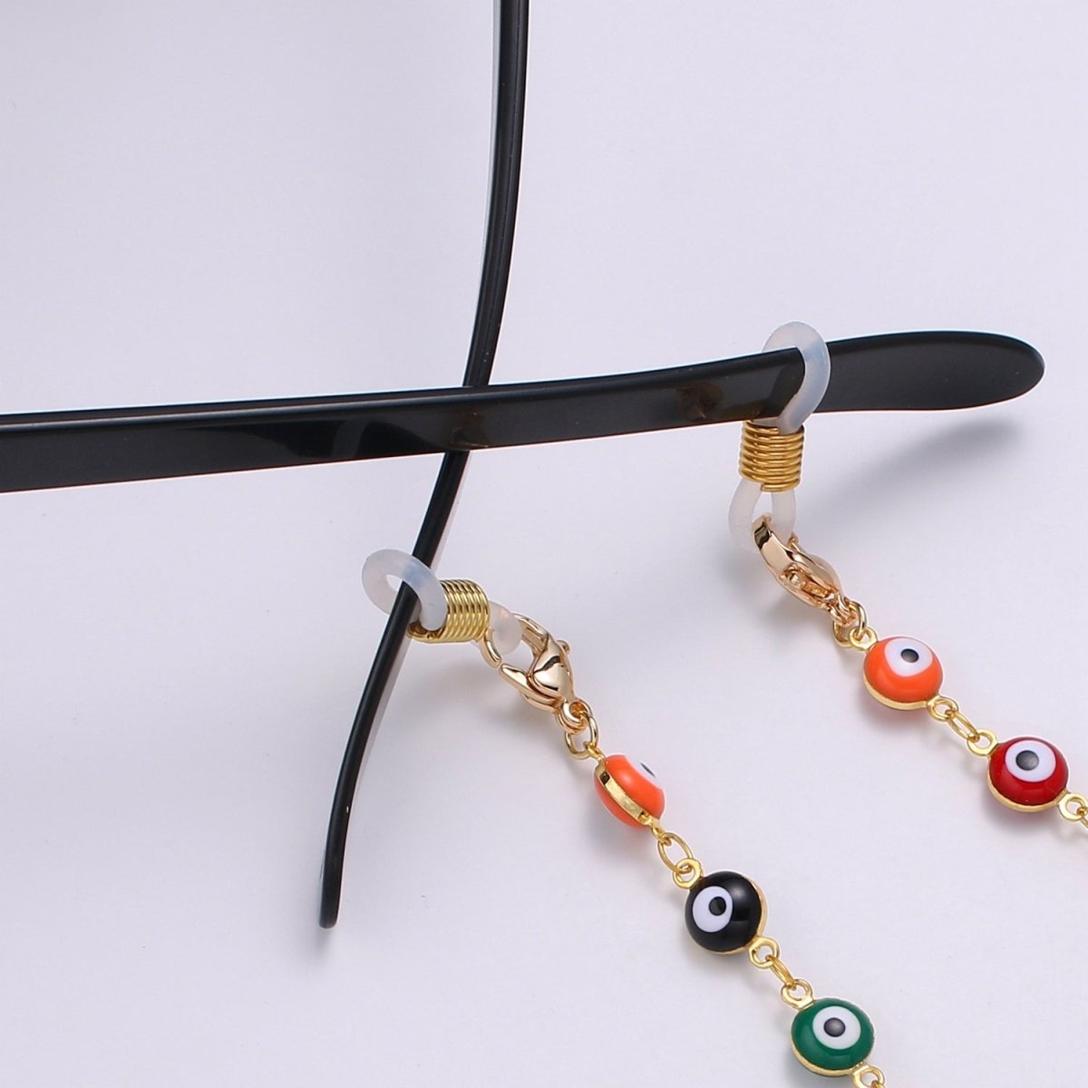 Evil eye mask chain holder, face mask lanyard adult, evil eye protection, Figaro chain, talisman protection, mask chain accessories