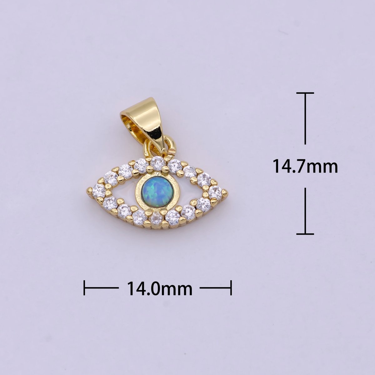 Evil Eye Micro Pave Blue Opal Charm - Evil Eye Cubic Zirconia Wholesale Charms H-444