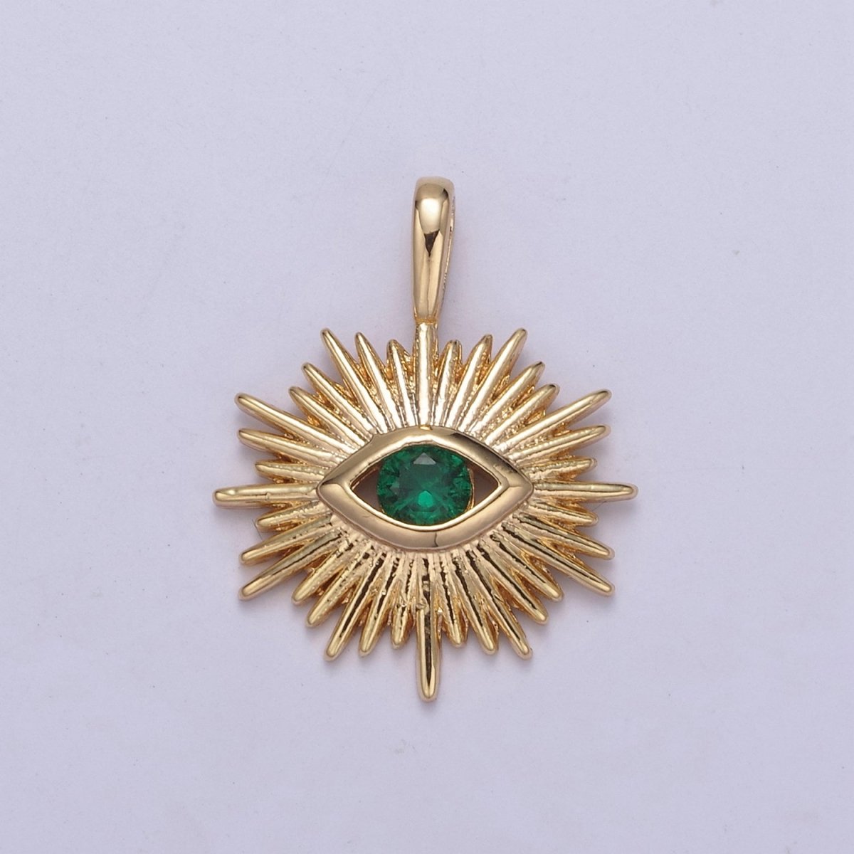 Evil Eye Pink CZ Charm - Evil Eye Cubic Zirconia Green Stone Amulet Greek Eye Boho Wholesale Charms H-421 H-422