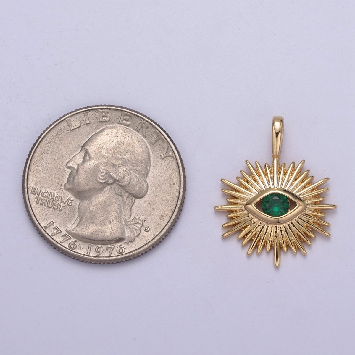 Evil Eye Pink CZ Charm - Evil Eye Cubic Zirconia Green Stone Amulet Greek Eye Boho Wholesale Charms H-421 H-422