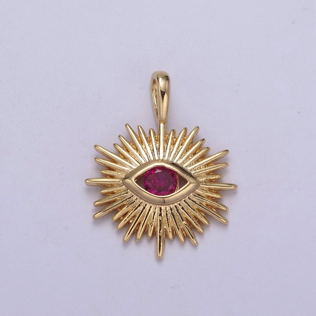 Evil Eye Pink CZ Charm - Evil Eye Cubic Zirconia Green Stone Amulet Greek Eye Boho Wholesale Charms H-421 H-422