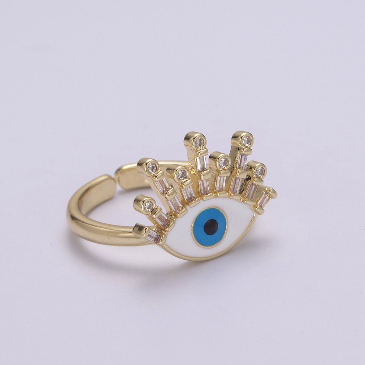 Evil Eye Ring, 14K Gold Filled Eye Ring, Evil Eye Zircons Ring, CZ Eye Blue Ring, Good Luck Ring Amulet Statement Stackable U-169 U-170