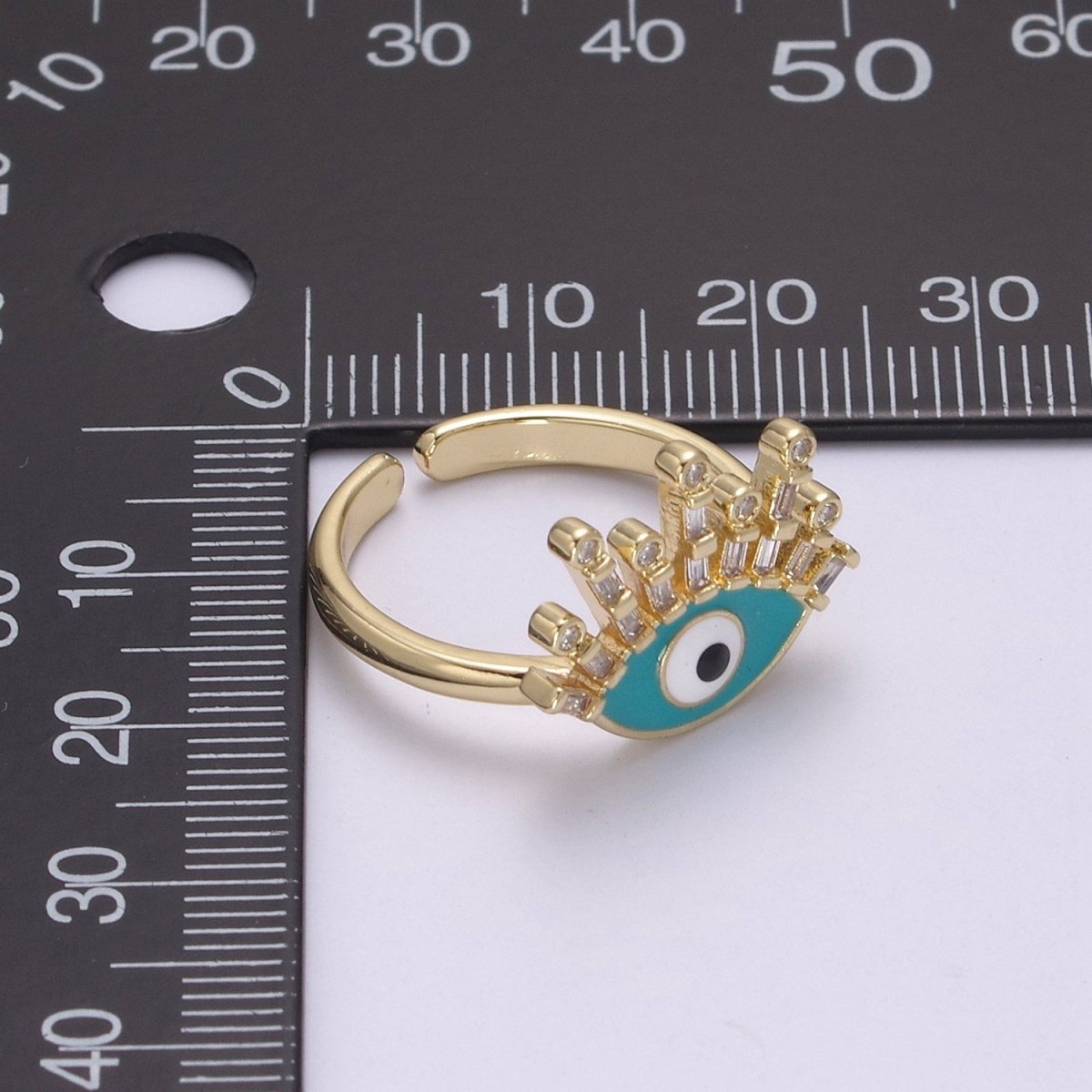Evil Eye Ring, 14K Gold Filled Eye Ring, Evil Eye Zircons Ring, CZ Eye Blue Ring, Good Luck Ring Amulet Statement Stackable U-169 U-170