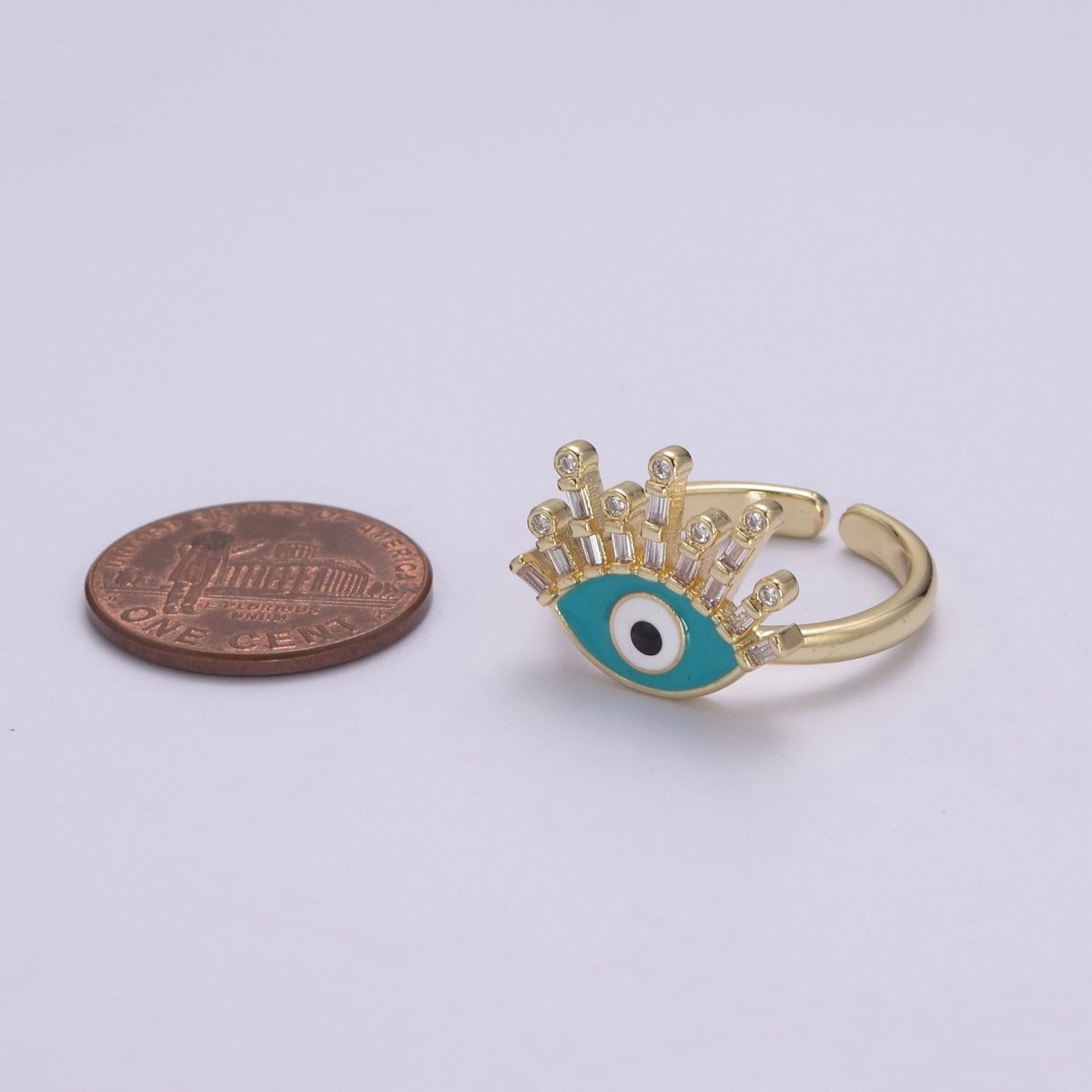 Evil Eye Ring, 14K Gold Filled Eye Ring, Evil Eye Zircons Ring, CZ Eye Blue Ring, Good Luck Ring Amulet Statement Stackable U-169 U-170