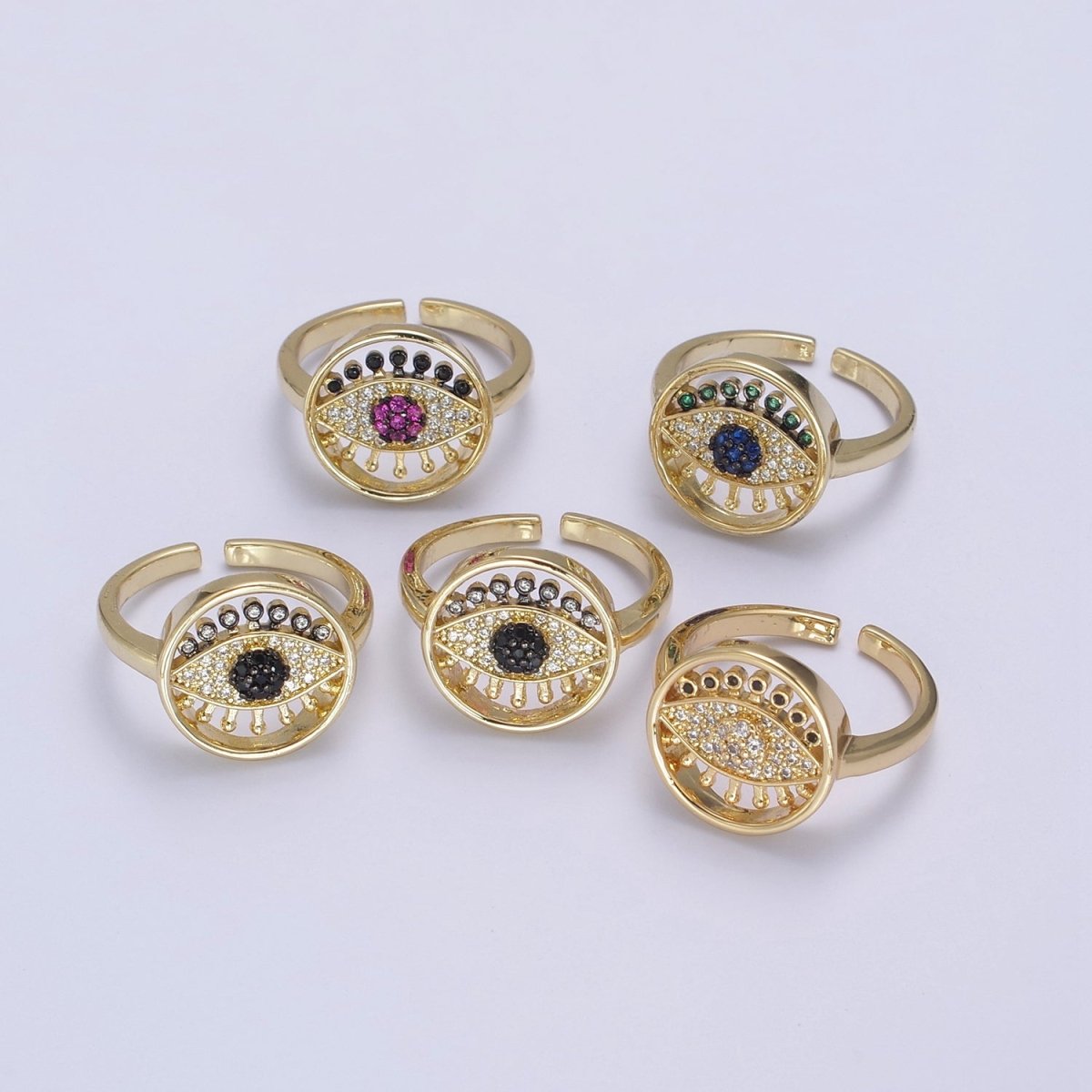 Evil Eye Ring Adjustable Ring, Gold Minimalist Ring, Diamond Evil Eye Ring, Amulet Ring, Protection Ring, Thin Delicate Ring, Gift Idea U-525 ~ U-529