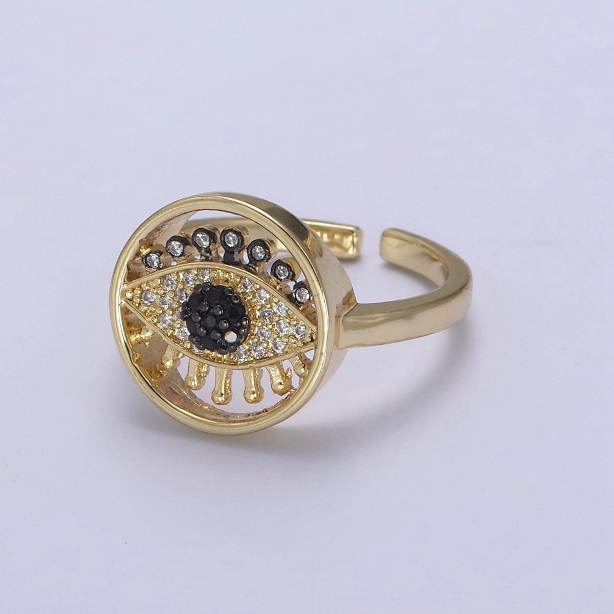 Evil Eye Ring Adjustable Ring, Gold Minimalist Ring, Diamond Evil Eye Ring, Amulet Ring, Protection Ring, Thin Delicate Ring, Gift Idea U-525 ~ U-529