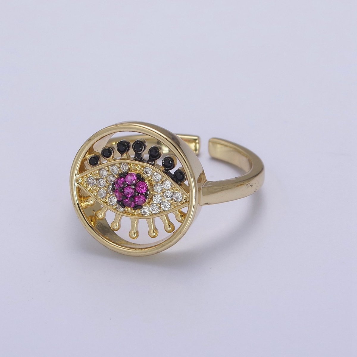 Evil Eye Ring Adjustable Ring, Gold Minimalist Ring, Diamond Evil Eye Ring, Amulet Ring, Protection Ring, Thin Delicate Ring, Gift Idea U-525 ~ U-529