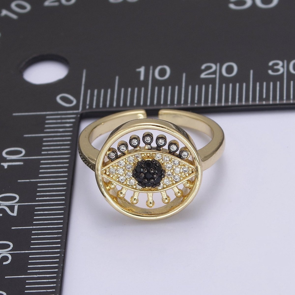 Evil Eye Ring Adjustable Ring, Gold Minimalist Ring, Diamond Evil Eye Ring, Amulet Ring, Protection Ring, Thin Delicate Ring, Gift Idea U-525 ~ U-529