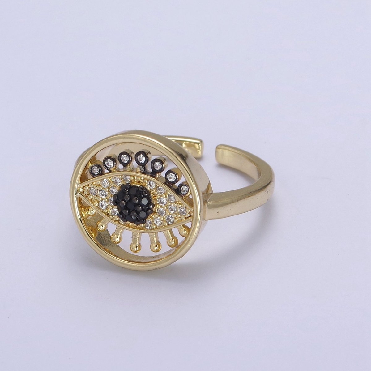 Evil Eye Ring Adjustable Ring, Gold Minimalist Ring, Diamond Evil Eye Ring, Amulet Ring, Protection Ring, Thin Delicate Ring, Gift Idea U-525 ~ U-529