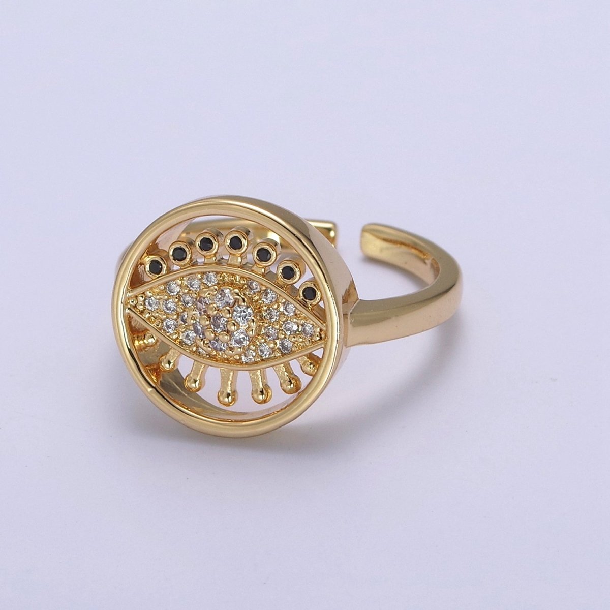 Evil Eye Ring Adjustable Ring, Gold Minimalist Ring, Diamond Evil Eye Ring, Amulet Ring, Protection Ring, Thin Delicate Ring, Gift Idea U-525 ~ U-529