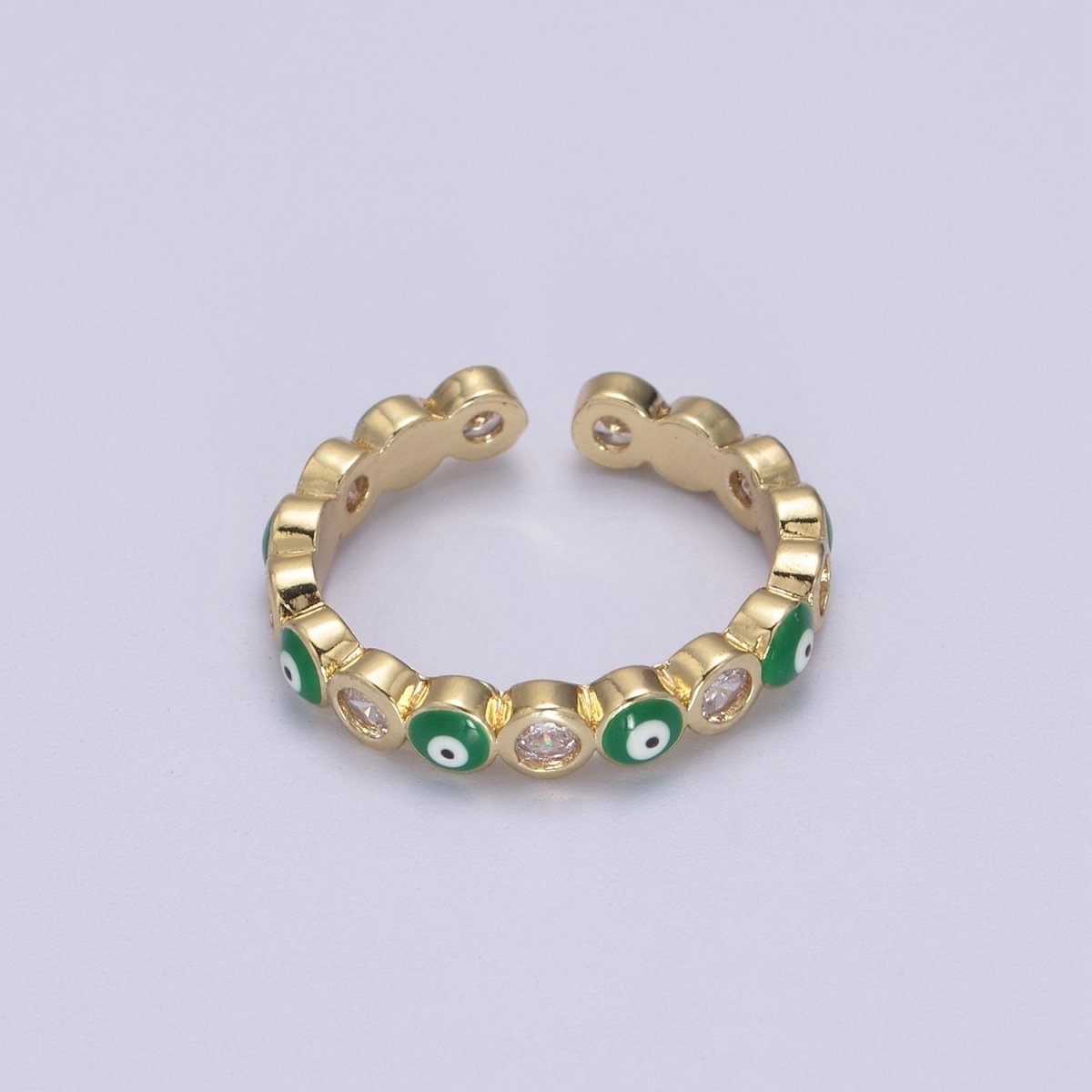 Evil Eye Ring, Minimalist Gold Ring, Dainty Stackable Ring 14k Gold Filled Open Adjustable Ring Amulet Jewelry U-331~U-335