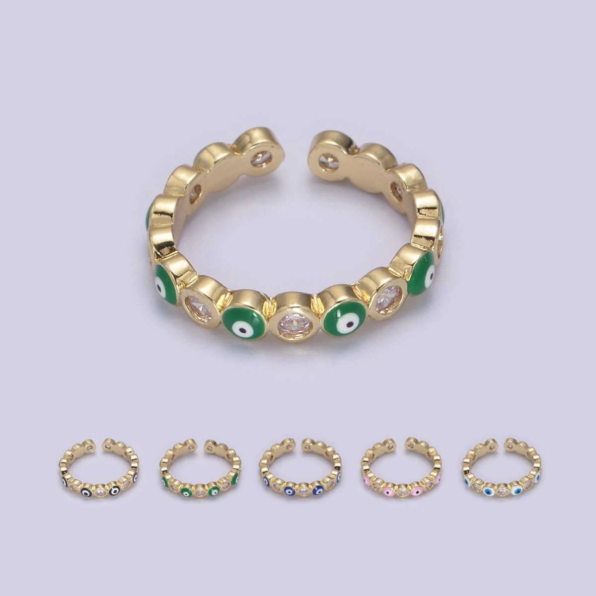 Evil Eye Ring, Minimalist Gold Ring, Dainty Stackable Ring 14k Gold Filled Open Adjustable Ring Amulet Jewelry U-331~U-335