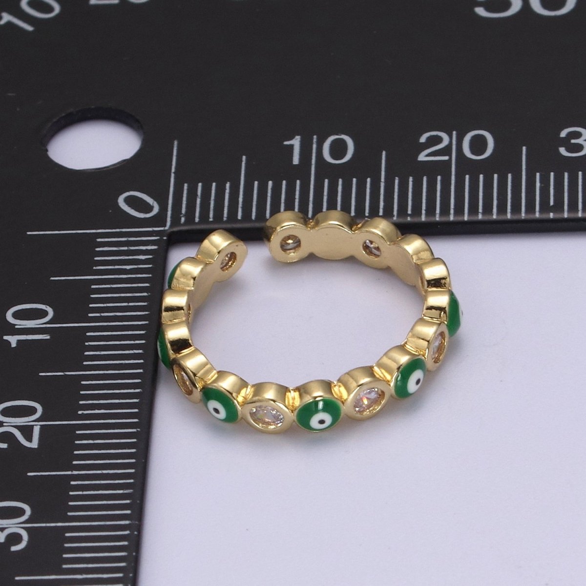 Evil Eye Ring, Minimalist Gold Ring, Dainty Stackable Ring 14k Gold Filled Open Adjustable Ring Amulet Jewelry U-331~U-335