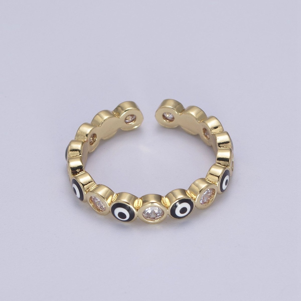 Evil Eye Ring, Minimalist Gold Ring, Dainty Stackable Ring 14k Gold Filled Open Adjustable Ring Amulet Jewelry U-331~U-335